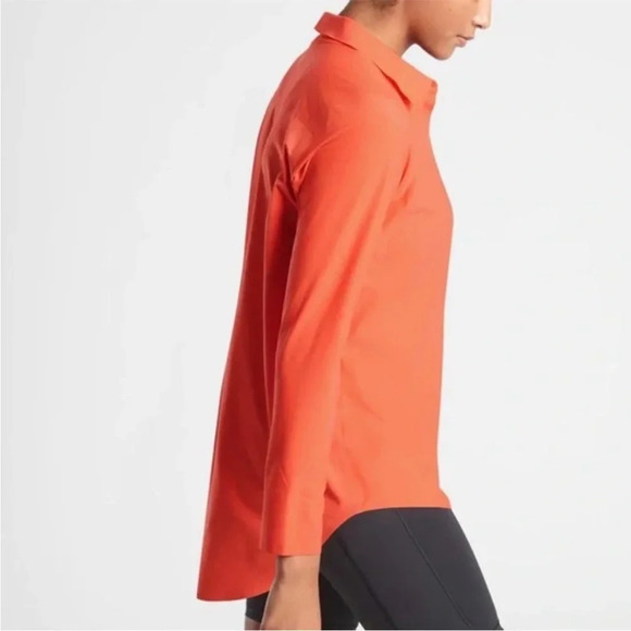 NWT ATHLETA Urbanite Orange UPF 50 Buttondown Top - Picture 3 of 13